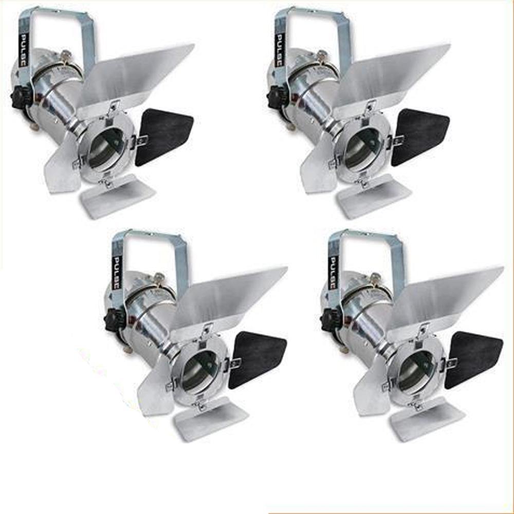 4 x Silver Pulse PAR16 Birdie Can 230v Parcan Lantern Spotlight With Barn Doors - DY Pro Audio