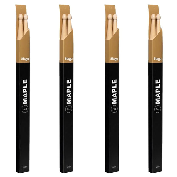 4 X Stagg SM5B Maple Wood Tip Drumsticks