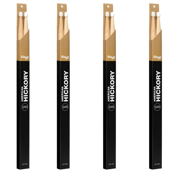 4 x Stagg SM5BN Maple Drum Sticks with Nylon Tip