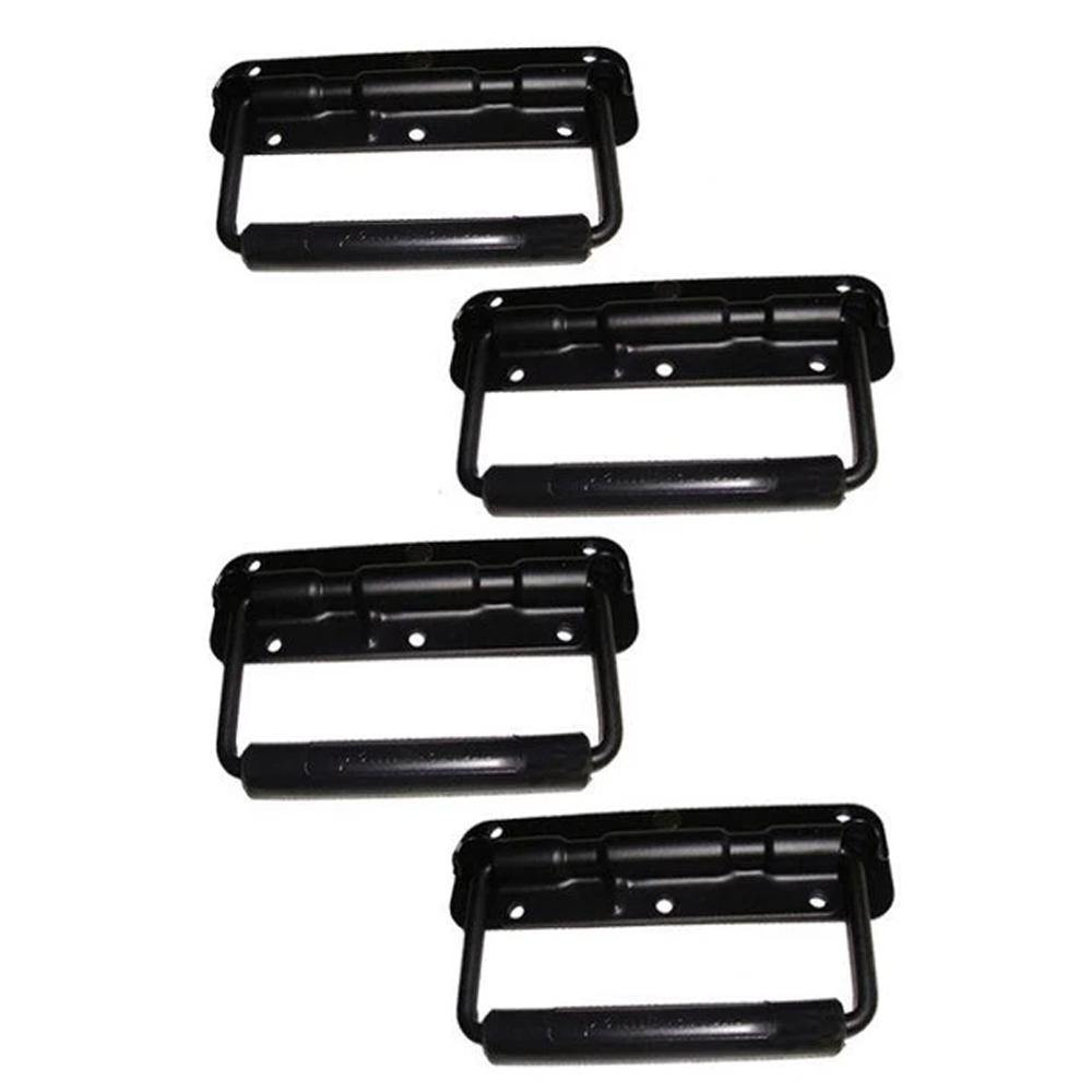4x Black Spring Loaded Drop Handle Rubber Handle - DY Pro Audio