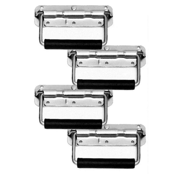 4x Silver Spring Loaded Drop Handle Rubber Handle - DY Pro Audio