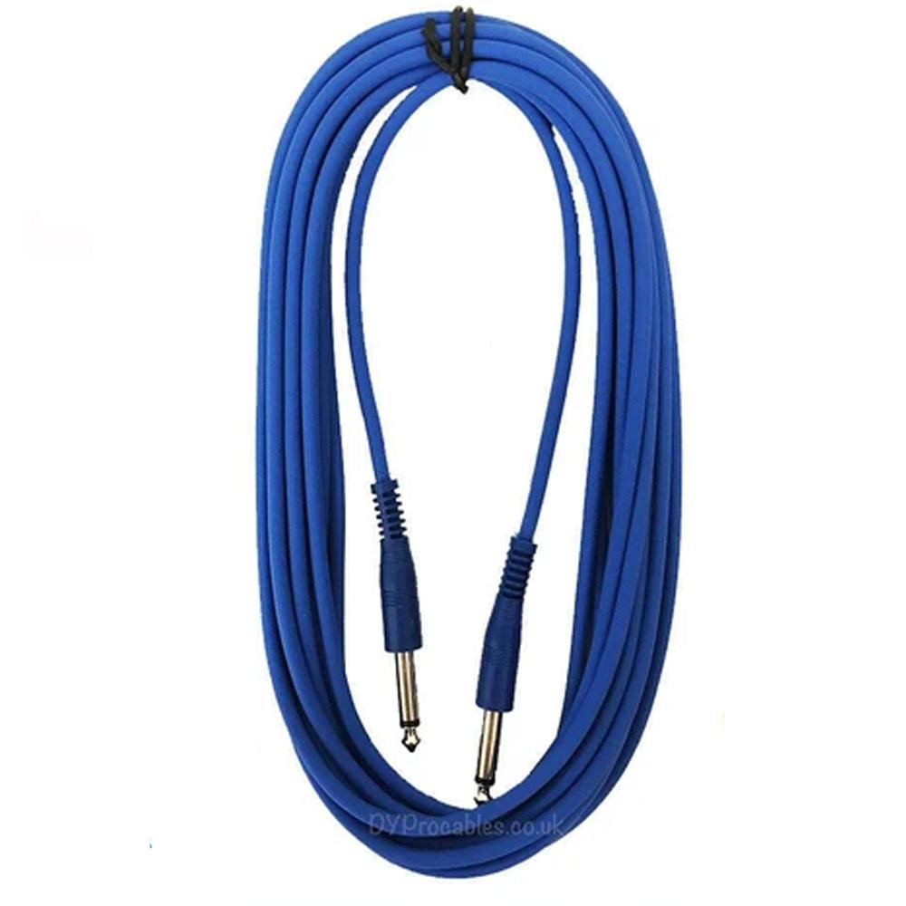 6m Blue PULSE Coloured Guitar Amp lead Cable 6.35mm Mono Jack Plug 6.3m Keyboard - DY Pro Audio
