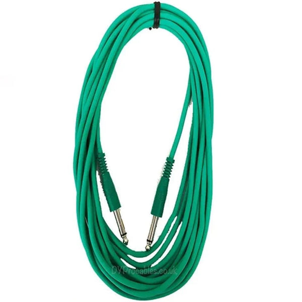 6m Green Mono Guitar Amp Lead 6.35mm 1/4 Jack to 6.35mm 1/4 Jack Keyboard Plug - DY Pro Audio