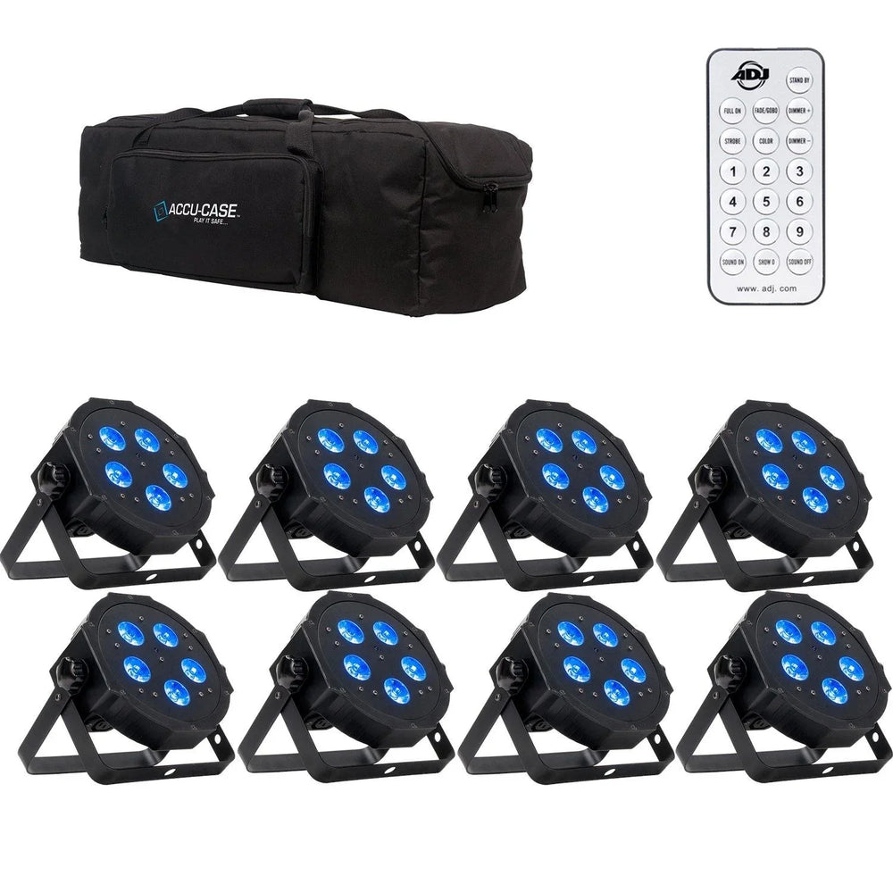 8 x ADJ Mega Hex Par Slim with Bag and Remote - DY Pro Audio