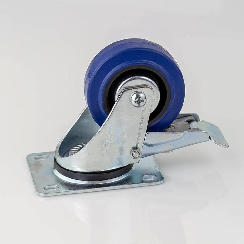 80mm / 3" Swivel Castor with Brakes - Blue Wheel - DY Pro Audio