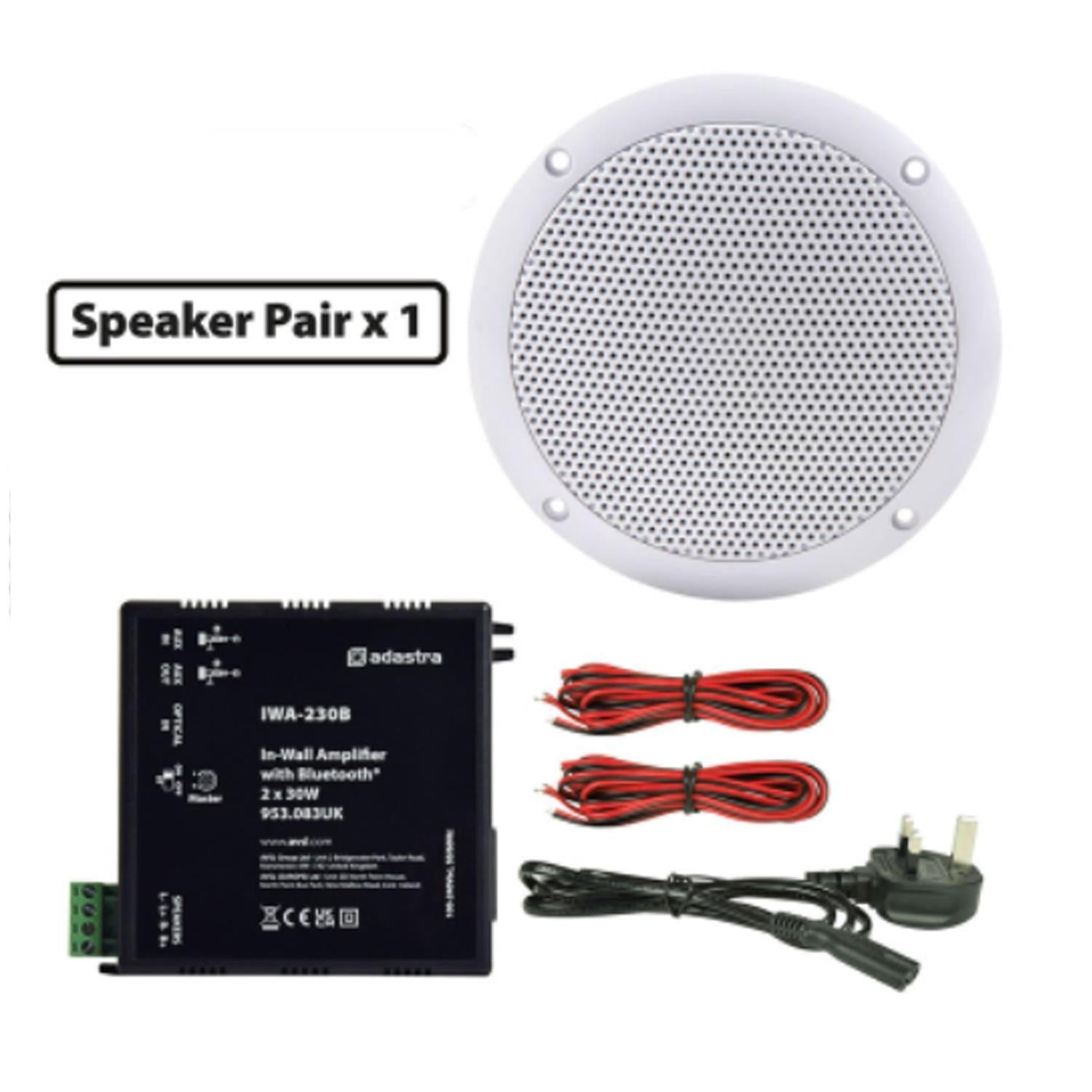 Adastra Bluetooth® 2 x 5" White IP35 Ceiling Speakers & IWA230B Bluetooth Amp Waterproof Ceiling Speaker Package - DY Pro Audio