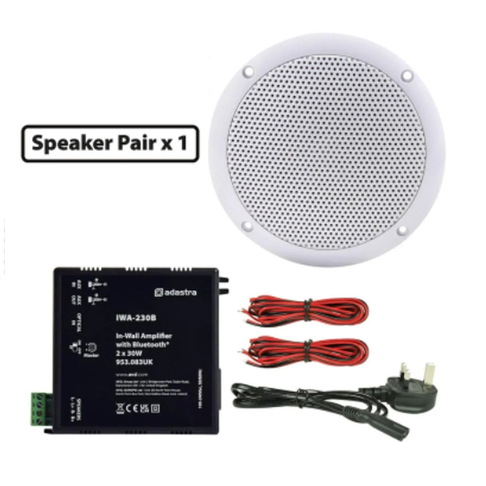 Adastra Bluetooth� 2 x 5" White IP35 Ceiling Speakers & IWA230B Bluetooth Amp Waterproof Ceiling Speaker Package