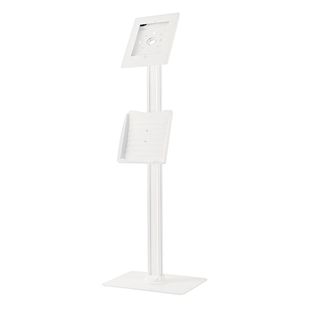 Anti-theft Floor Stand Kiosk & Catalogue Holder For iPad Only White - DY Pro Audio