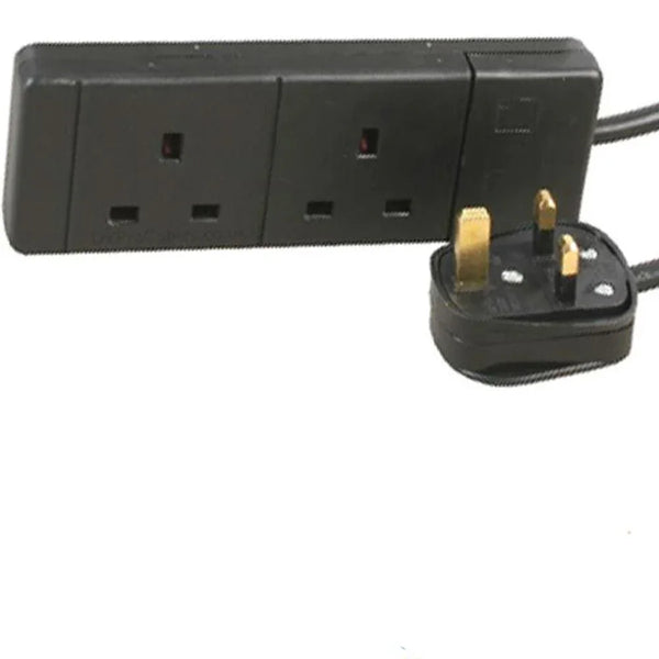 Black 2 Gang 1m Extension Lead - DY Pro Audio
