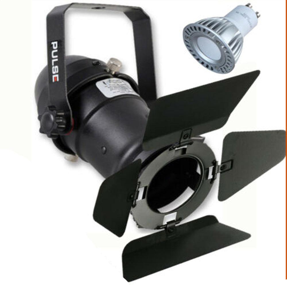 Black Pulse PAR16 Birdie Can 230v Parcan Lantern Spotlight BARN DOORS & Bulb - DY Pro Audio
