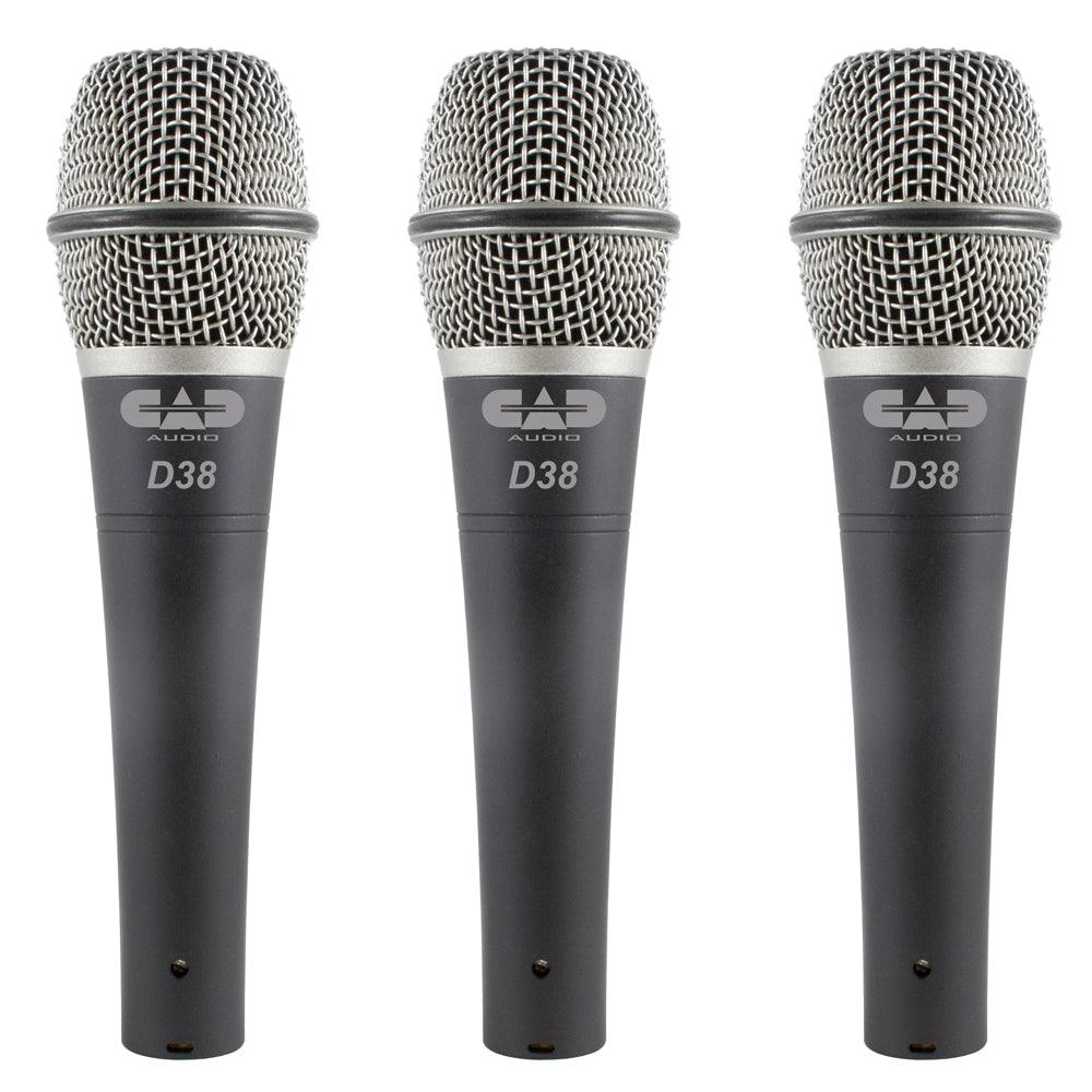 CAD Live D38 Supercardioid Dynamic Instrument Microphone ~ 3 Pack - DY Pro Audio