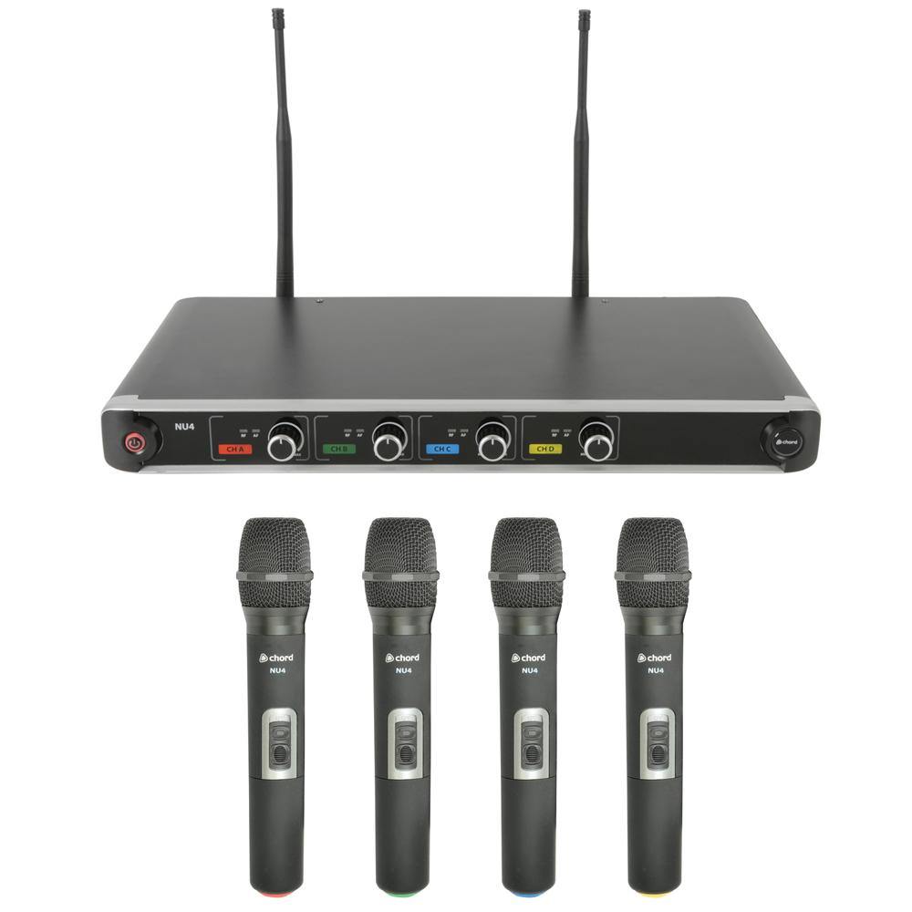 Chord NU4 Quad UHF Wireless Handheld Rack Mount Microphone System - DY Pro Audio