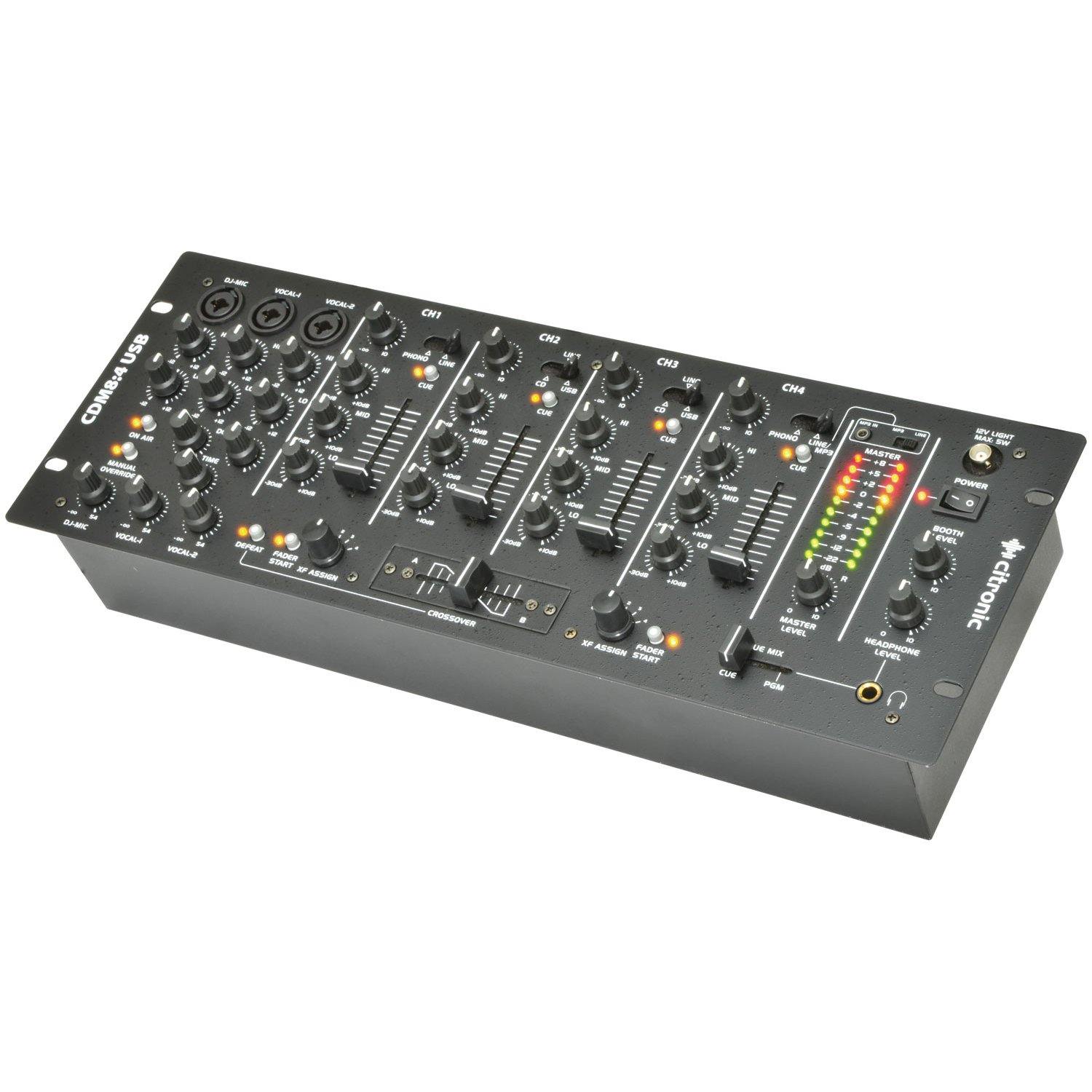 Citronic CDM8:4 USB 4 Channel 19" DJ Mixer - DY Pro Audio