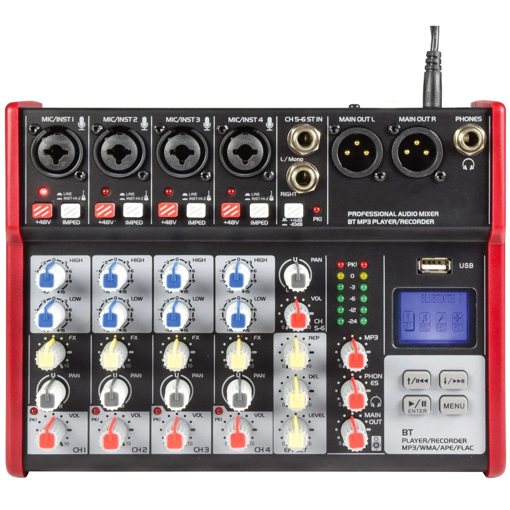 Citronic CSM-6 Compact Mixer 6Ch Bluetooth USB Digital FX Mixing Desk - DY Pro Audio