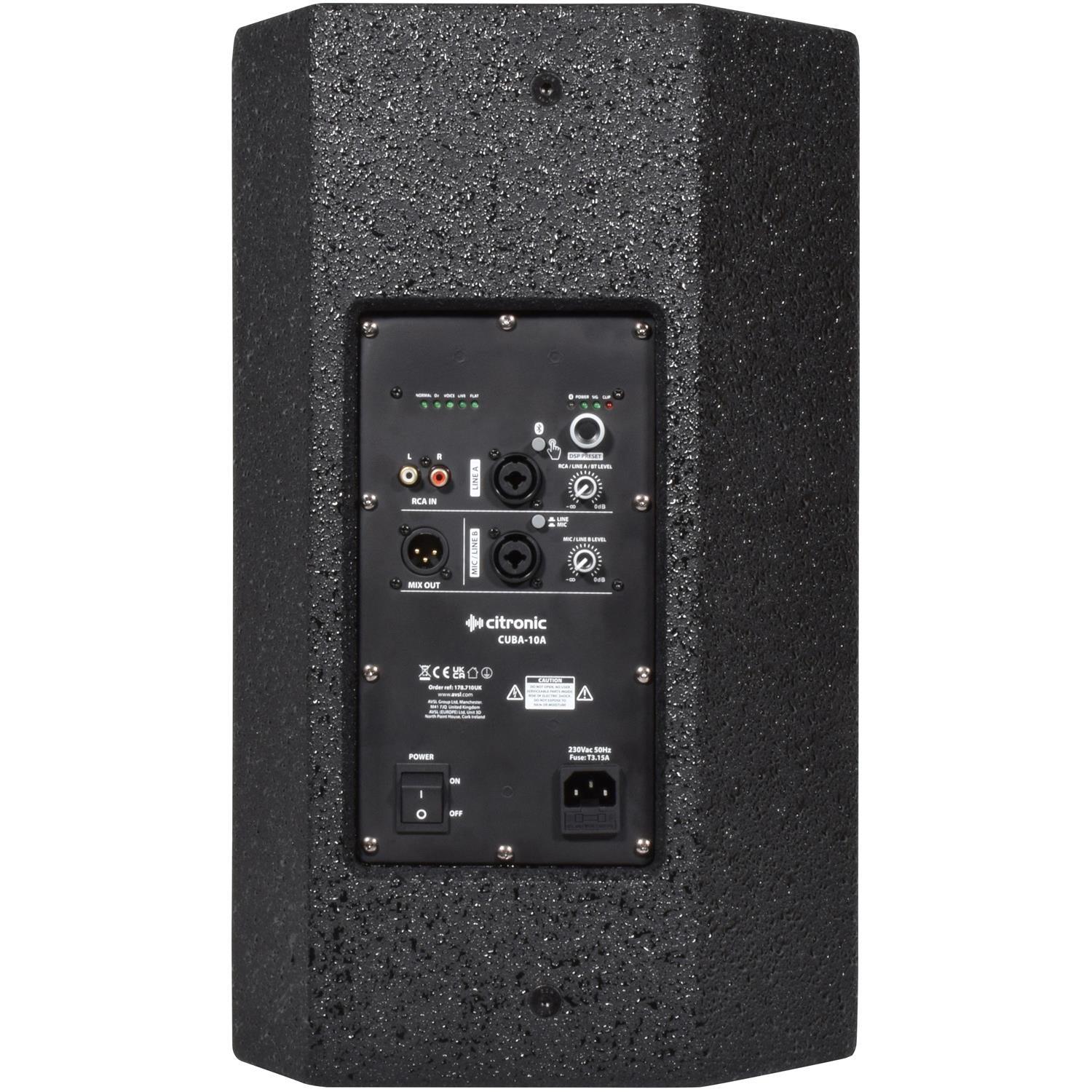 Citronic CUBA-10A 10" Active PA Cabinets with DSP & Bluetooth - DY Pro Audio