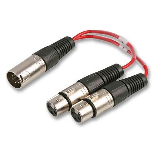 DMX 5 Pin Plugs to Twin XLR 3 pin Sockets Splitter Adapter Cable 10cm - DY Pro Audio