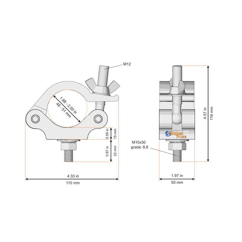 Global Truss Half Coupler Black (823-B) - DY Pro Audio