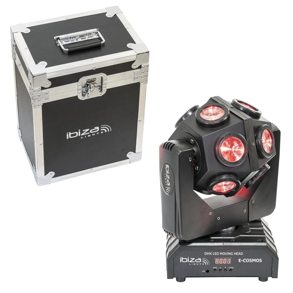Ibiza E-Cosmos 12 x 10w Retro LED Moving Head with Flight Case - DY Pro Audio