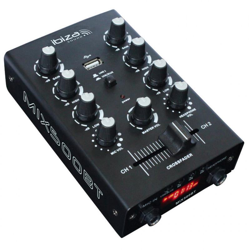 Ibiza MIX500BT 2 channel DJ Mixer with USB Bluetooth - DY Pro Audio