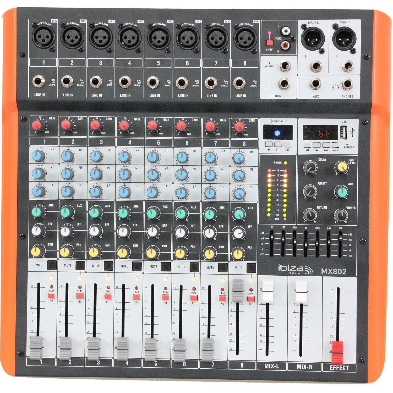Ibiza MX801 8 Channel Mixing Desk - DY Pro Audio