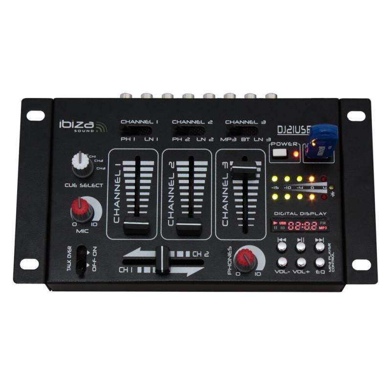 Ibiza Sound DJ21USB-BT 7-Input/4-Channel Mixer with USB & Bluetooth - DY Pro Audio