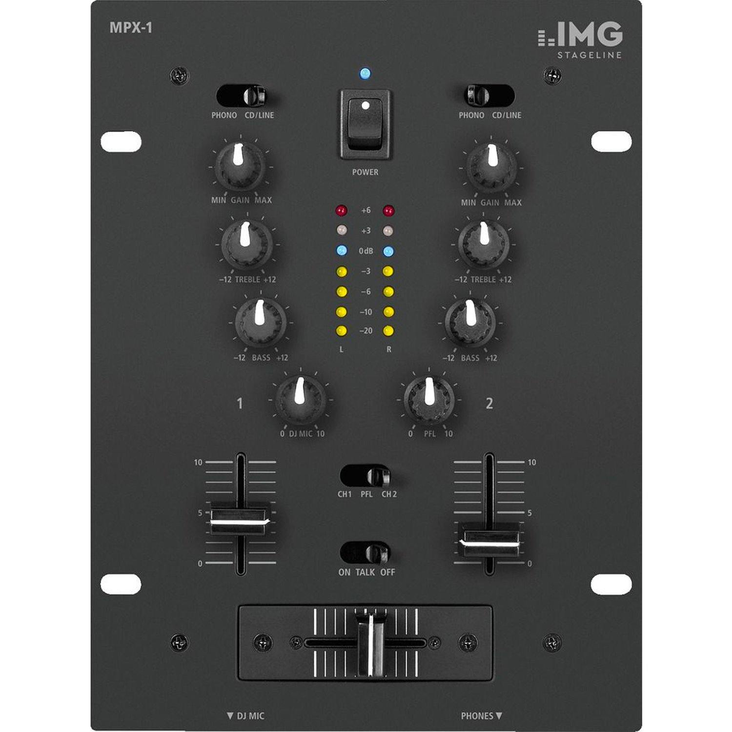 IMG Stageline MPX-1/BK Stereo DJ Mixer Crossfader Black - DY Pro Audio