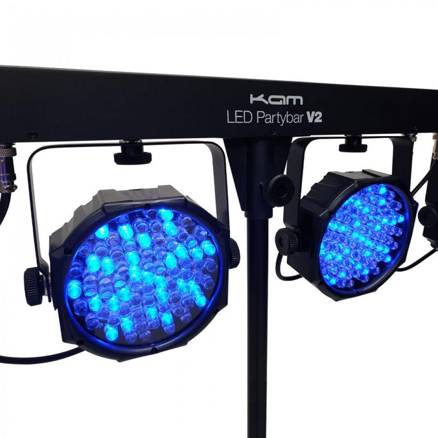KAM LED PartyBar V2 Portable Lighting DJ Disco Bundle - DY Pro Audio