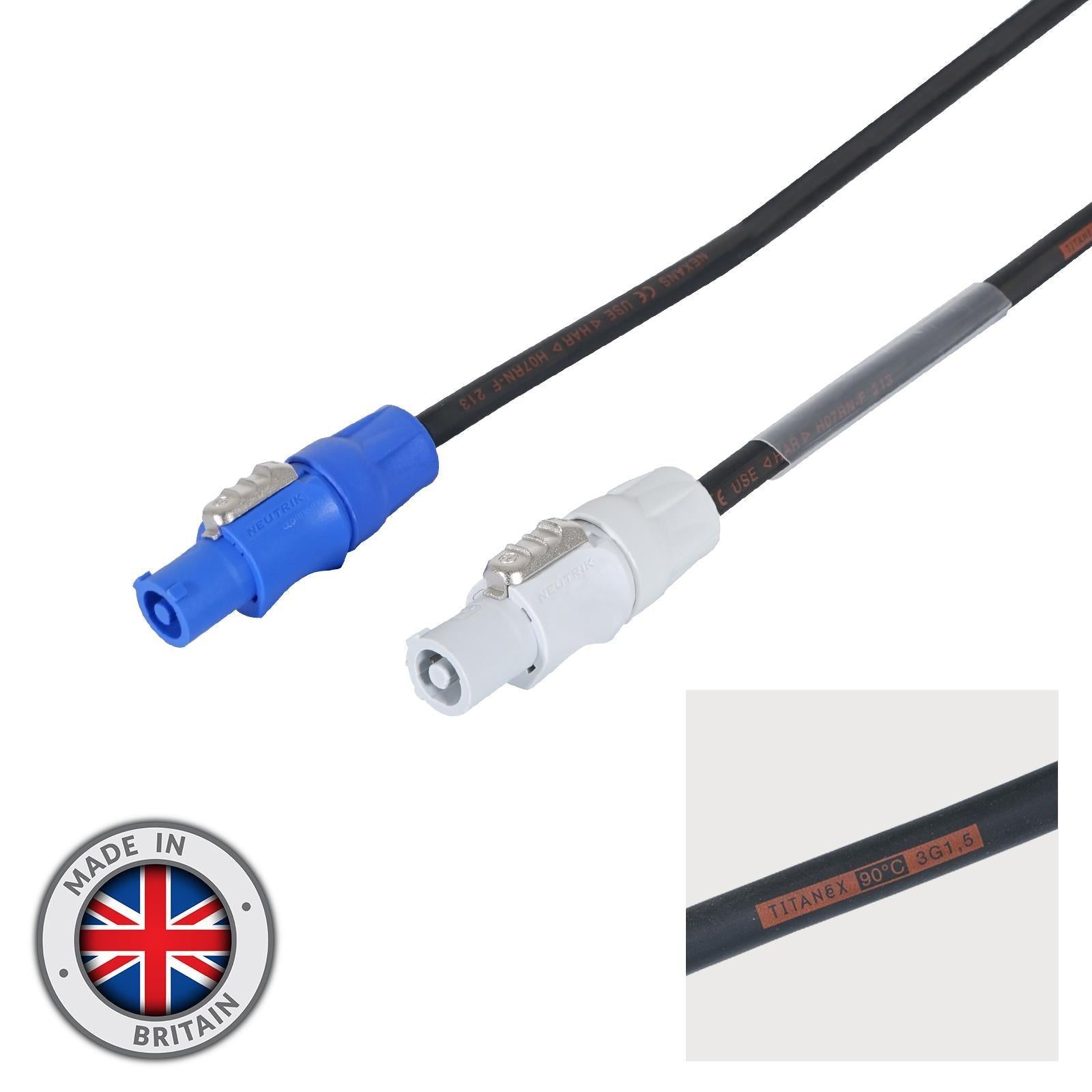 LEDJ 10m Neutrik PowerCON Link Cable – 1.5mm H07RN-F - DY Pro Audio