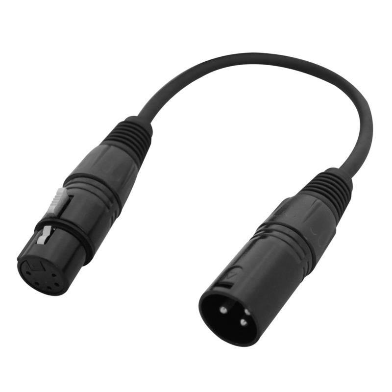 LEDJ 3 Pin XLR Male to 5 Pin XLR Female DMX Adapter 20cm - DY Pro Audio