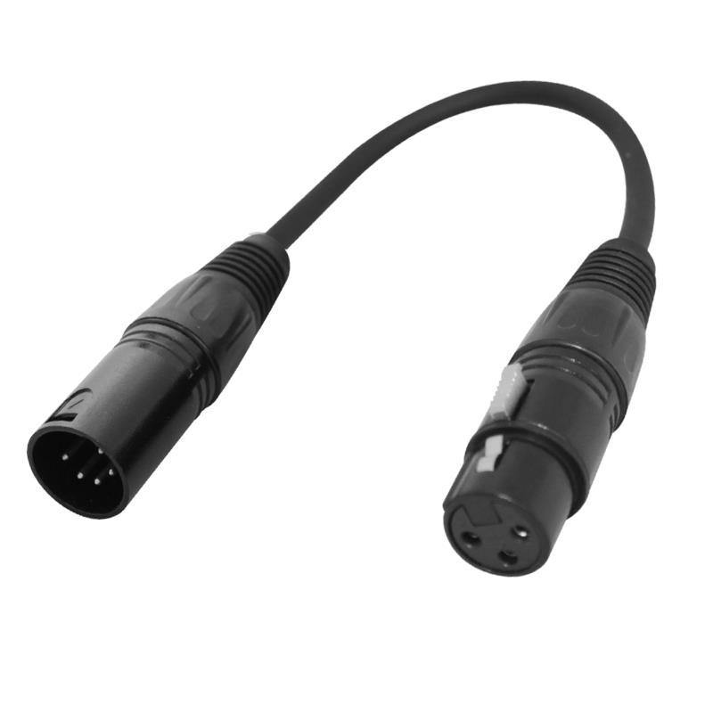 LEDJ 5 Pin XLR Male to 3 Pin XLR Female DMX Adapter 20cm - DY Pro Audio