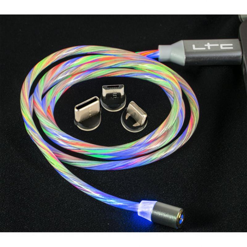 LTC Magic Cable RGB 1M Micro-USB, USB C, iPhone Charging Lead - DY Pro Audio