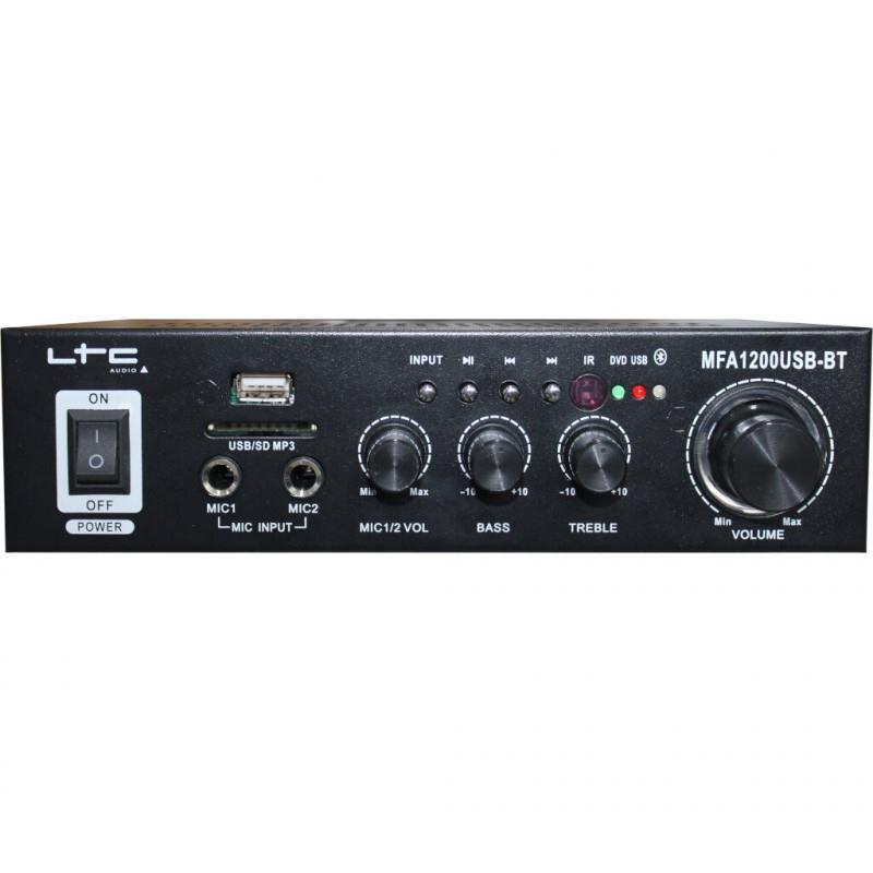 LTC MFA1200USB-BT-BL Stereo Amplifier 2 x 50w with Karaoke, USB-SD & Bluetooth - DY Pro Audio