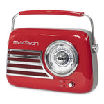Madison FREESOUND-VR40R Red Portable Vintage Radio with Bluetooth, USB, FM - DY Pro Audio