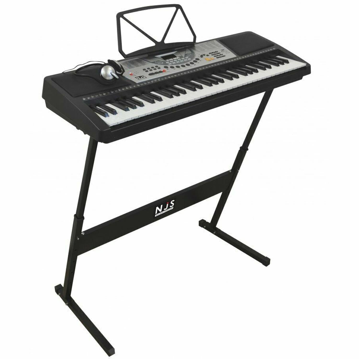 NJS 61 Key Full Size Digital Electronic Keyboard Kit Inc Stand, Stool and Headphones - DY Pro Audio