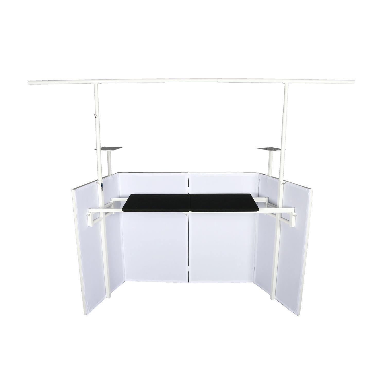 Novopro SDX V2 WHITE foldable DJ Booth with lighting rig,podiums and bag - DY Pro Audio