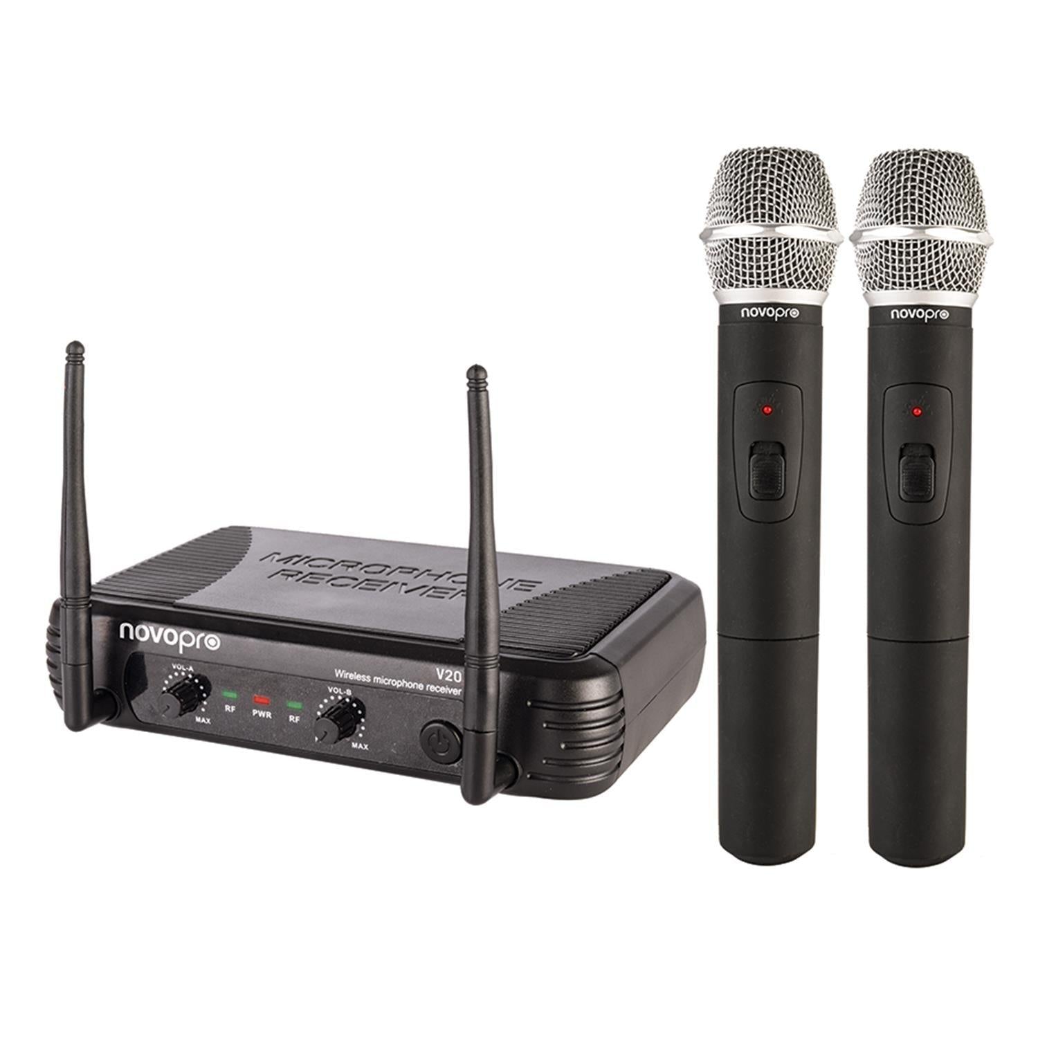 Novopro V20 Twin handheld VHF microphone system - DY Pro Audio