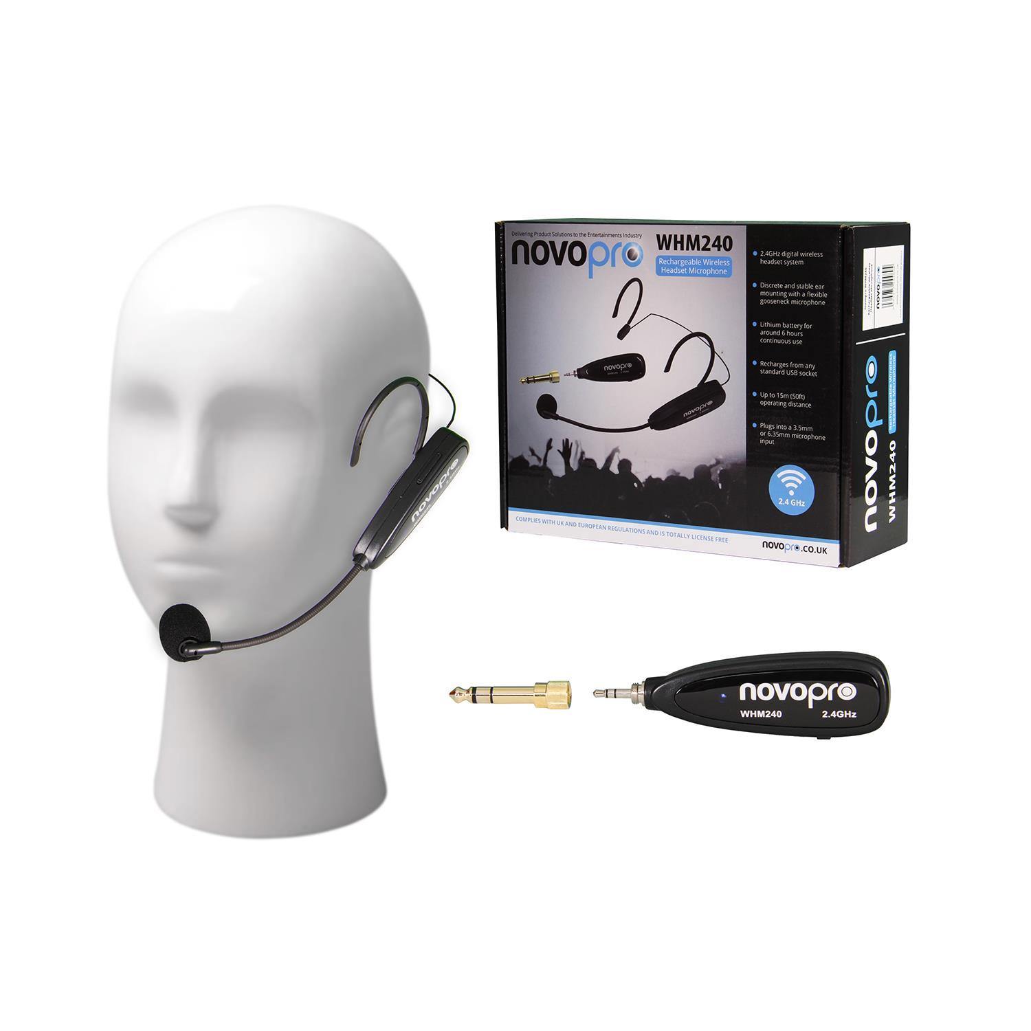 Novopro WHM240 Rechargeable 2.4Ghz headset microphone - DY Pro Audio