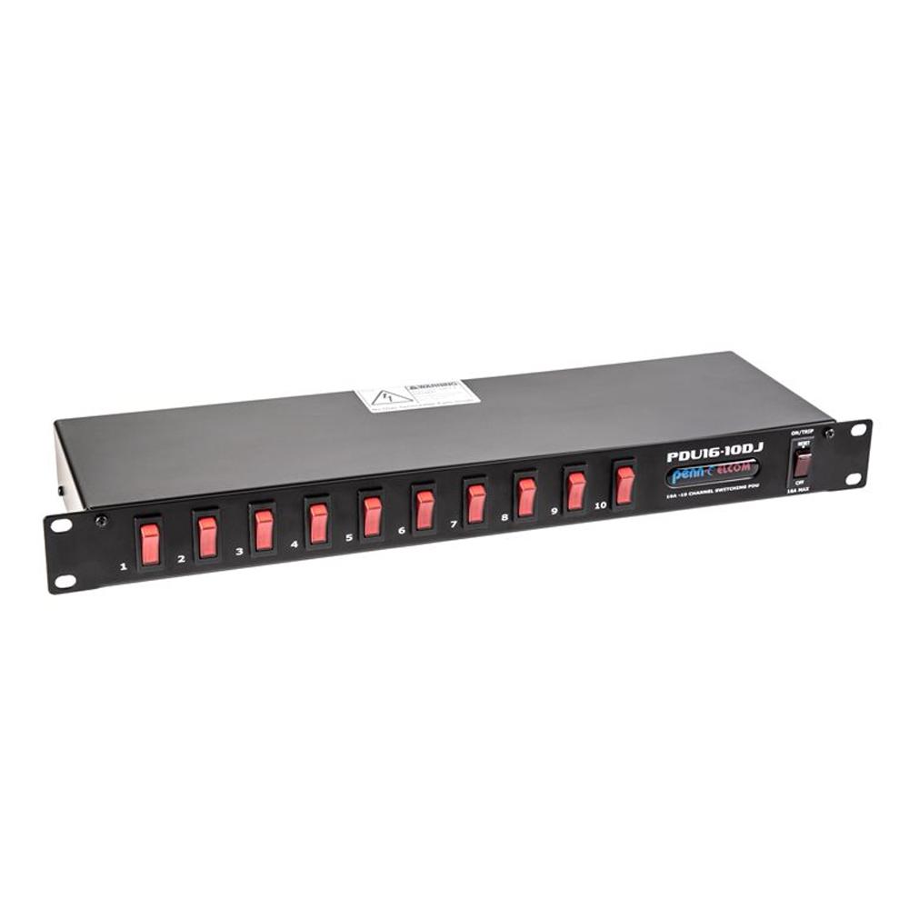 Penn Elcom 1U 16A 10-Channel Power Distribution Unit (UK) PDU16-10DJ-UK - DY Pro Audio