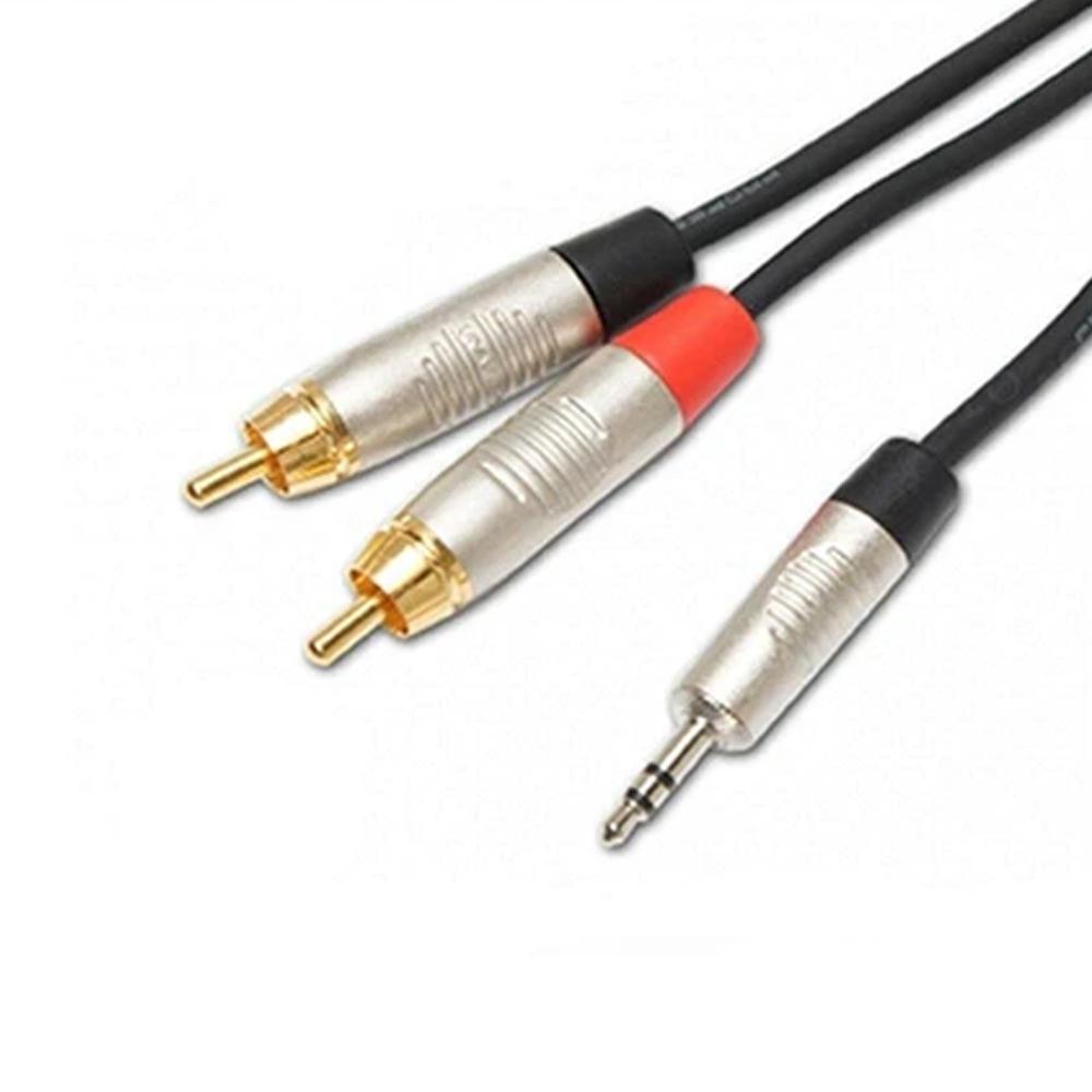 Penn Elcom 3M 3.5mm Jack to 2 RCA Audio Cable Twin Phono Plugs - DY Pro Audio