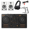 Pioneer DDJ-FLX4, DM-40 White, Laptop Stand & Headphones Bundle - DY Pro Audio