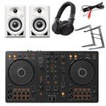 Pioneer DDJ-FLX4, DM-40 White, Laptop Stand & Headphones Bundle - DY Pro Audio