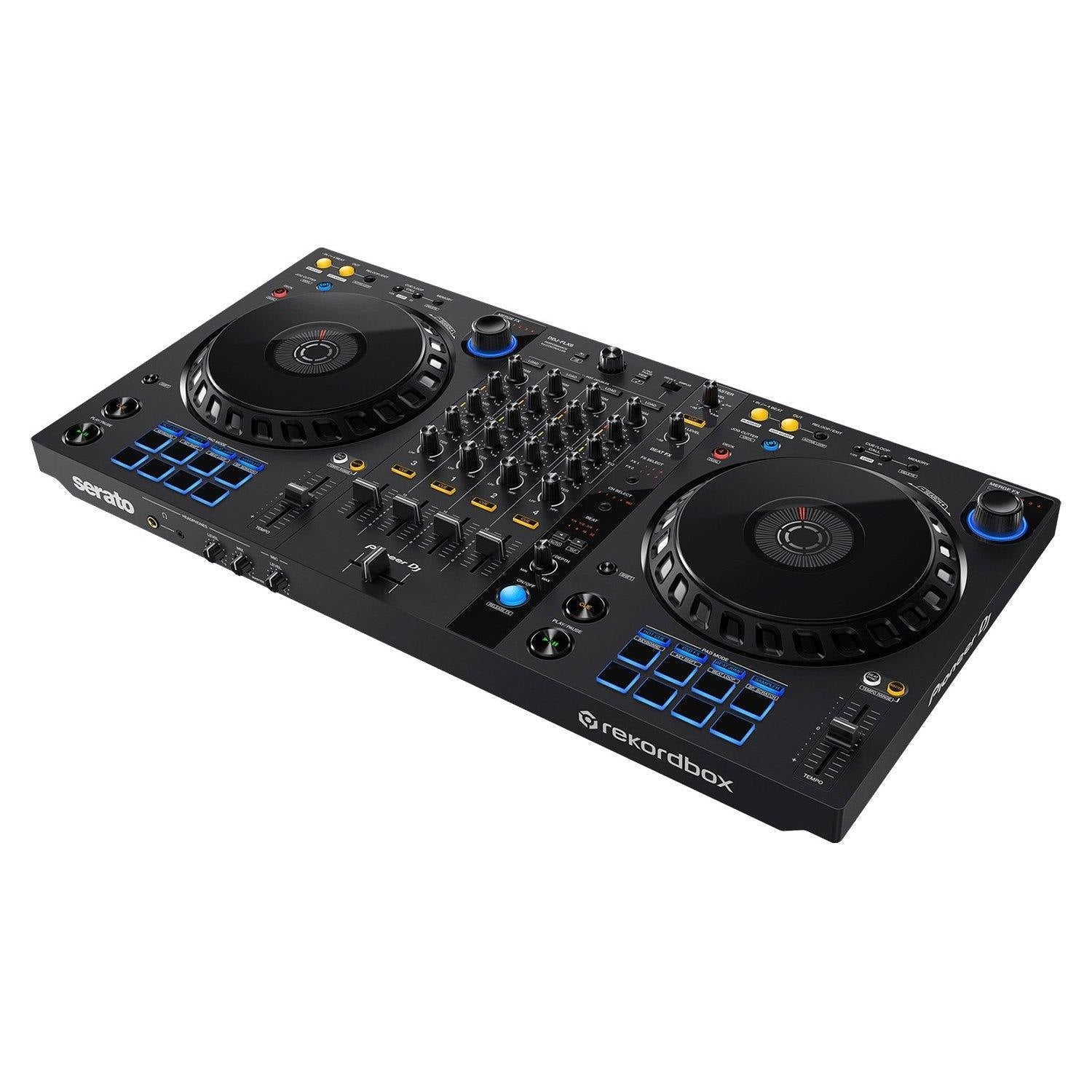 Pioneer DJ DDJ-FLX6, DM-40, Laptop Stand & HDJ-CUE1 Headphones - DY Pro Audio