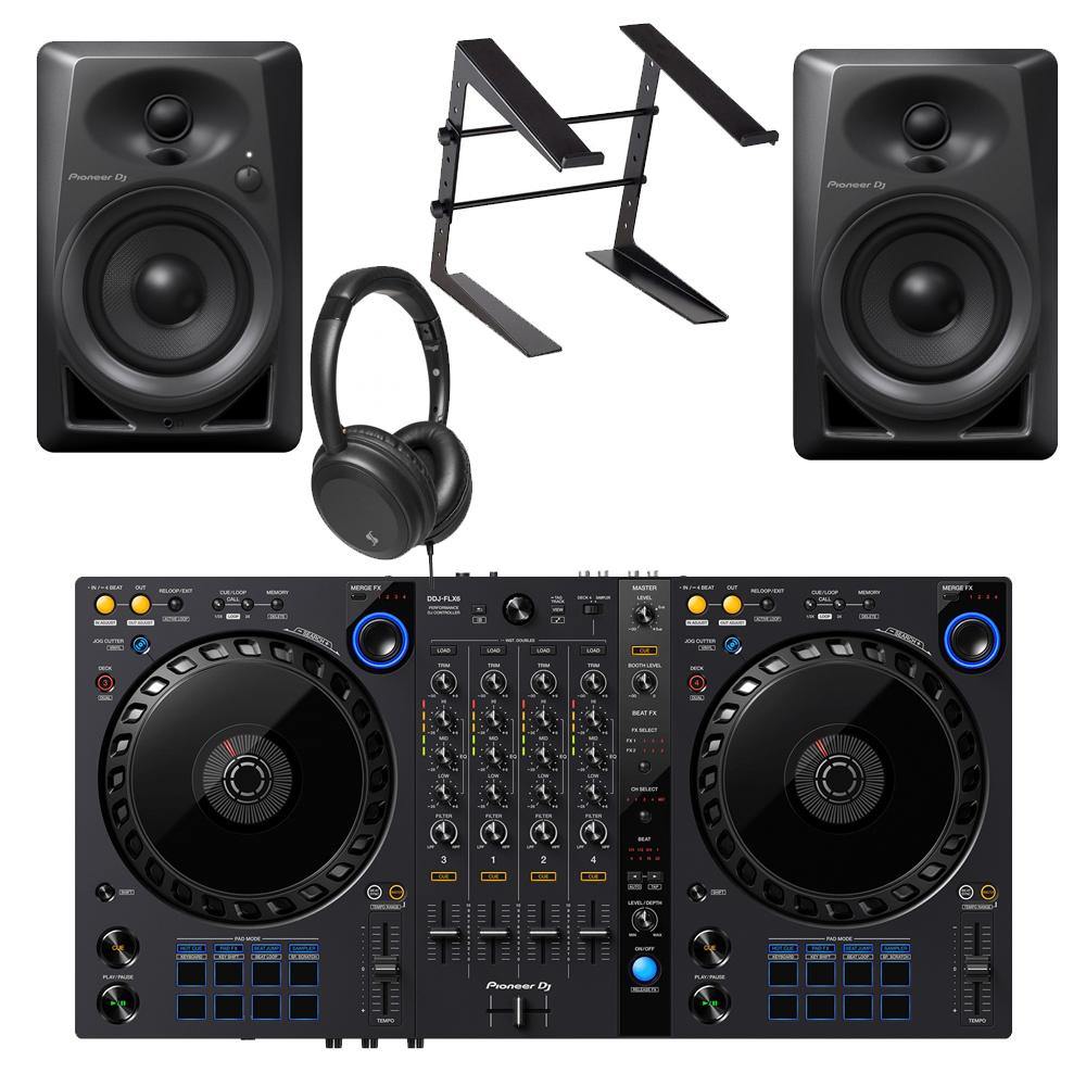 Pioneer DJ DDJ-FLX6, DM-40, Laptop Stand & HDJ-X5 Headphones - DY Pro Audio