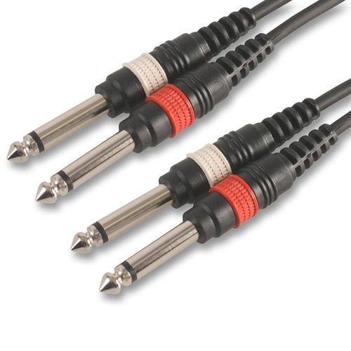 PRO Dual 6.35mm Mono Jack Plug Cable 1.5m - DY Pro Audio