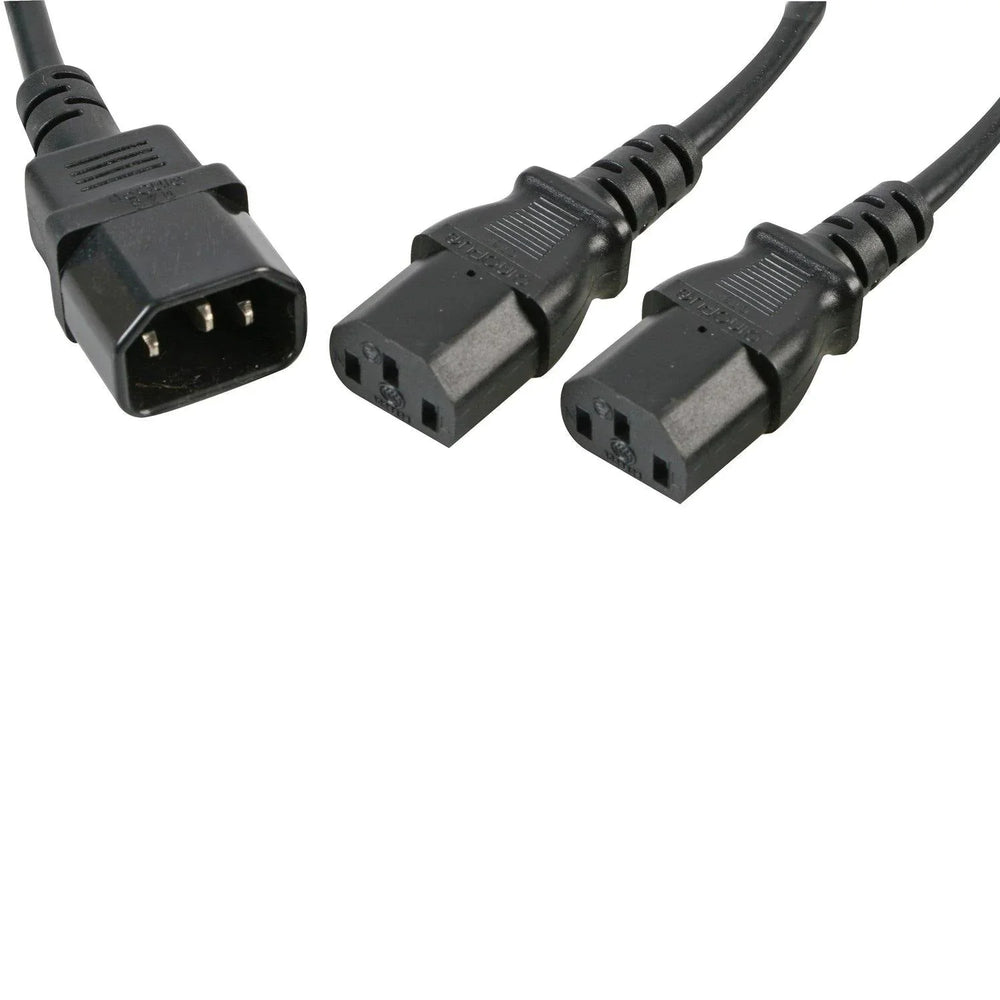 Pro Elec 2m C14 to to 2 x C13 IEC Mains Power Y Splitter Cable