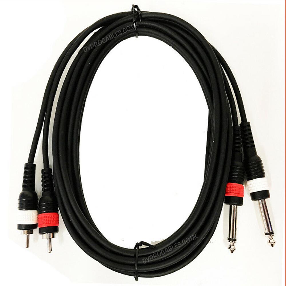 Pulse 2x 6.35mm 1/4 inch Mono Plugs to RCA Phono Plugs | 3M - DY Pro Audio