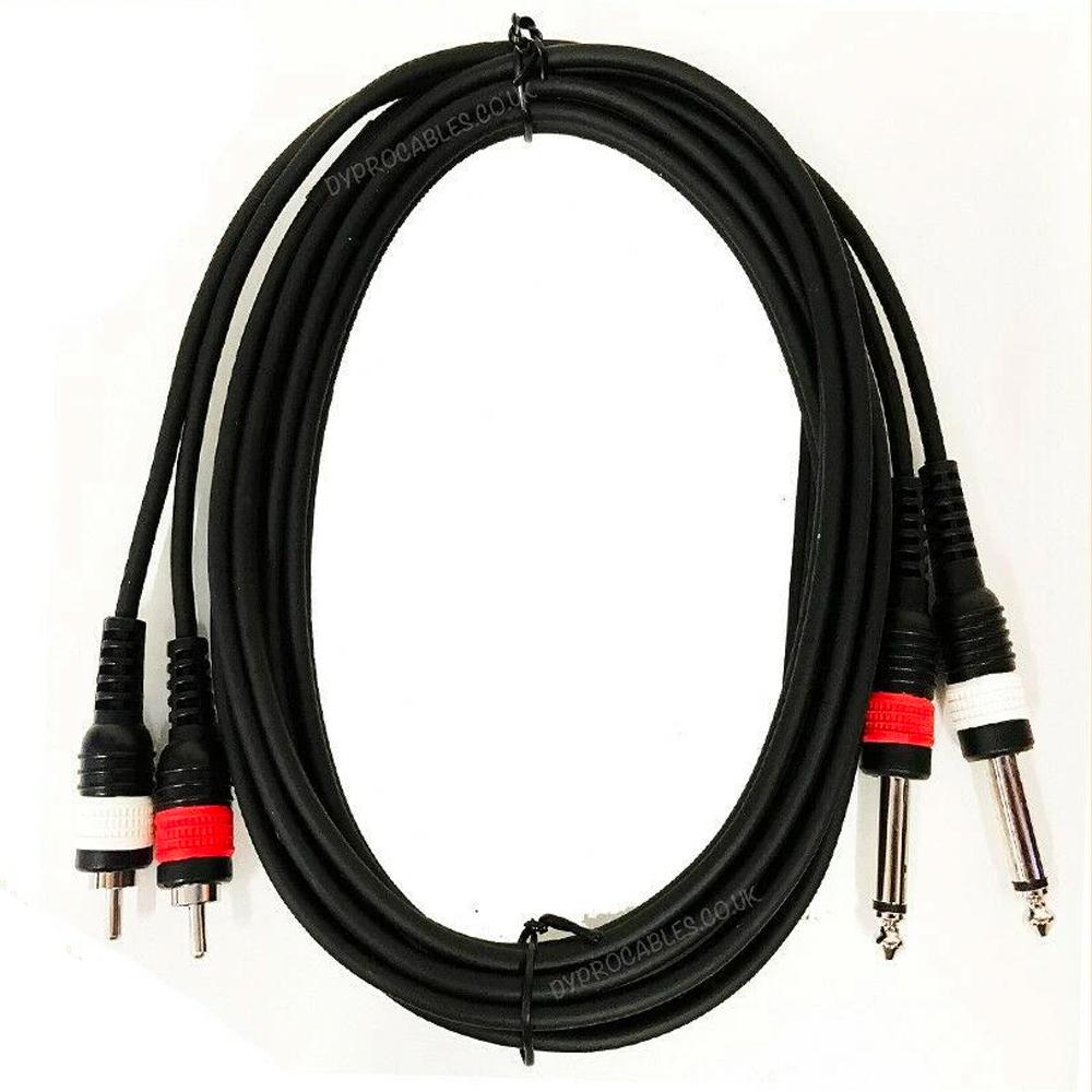 Pulse 5m 2x 6.35mm 1/4 inch Mono Plugs to RCA Phono Plugs | 5M - DY Pro Audio