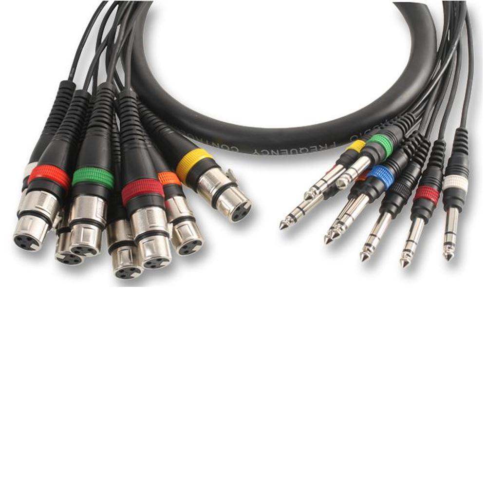 Pulse 8-Way Stereo TRS Jack to Female XLR Loom - 2.5m | Fully Balanced Multicore - DY Pro Audio