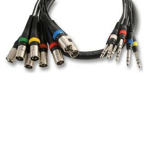Pulse 8-Way Stereo TRS Jack to Male XLR Loom - 2.5m | Fully Balanced Multicore - DY Pro Audio