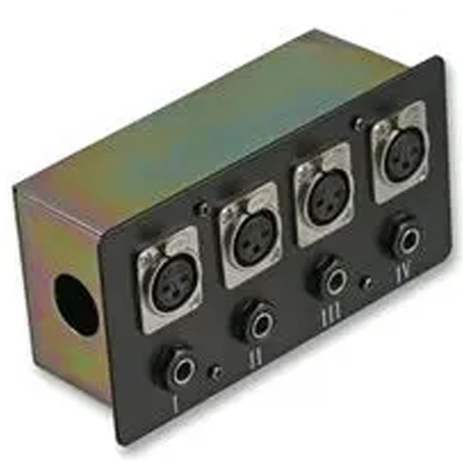 Pulse Steel AV Connection Box Wall Box with 4x XLR and 4x Jack Connectors - DY Pro Audio
